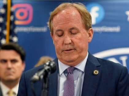 Texas state Attorney General Ken Paxton makes a statement at his office in Austin, Texas,