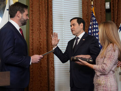 Secretary of State Marco Rubio is sworn by Vice President JD Vance in the Vice Presidentia