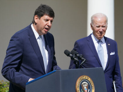 US President Joe Biden (R) listens as Steve Dettelbach, nominee for Director of the Bureau