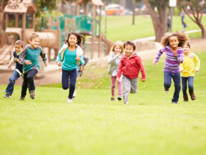 children running in park