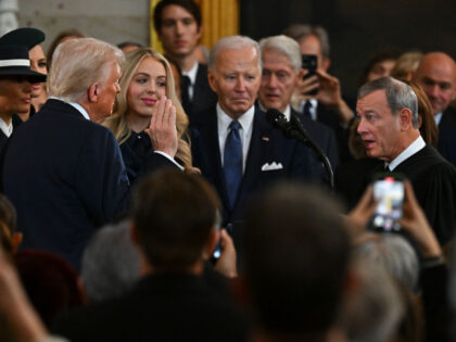 Donald Trump is sworn in as U.S. President by U.S. Supreme Court Chief Justice John Robert