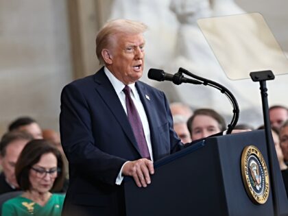 WASHINGTON, DC - JANUARY 20: U.S. President Donald Trump speaks during inauguration ceremo