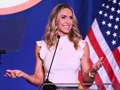 Co-Chair of the Republican National Committee Lara Trump speaks during the 2025 Republican