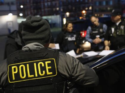 NEW YORK, NY - APRIL 11: U.S. Immigration and Customs Enforcement (ICE), officers prepare