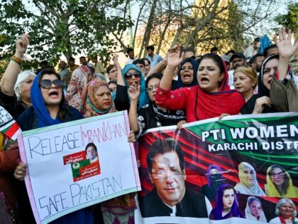 Pakistan Tehreek-e-Insaf (PTI) party's supporters protest to demand the release of fo