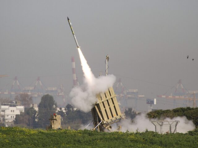 A rocket is launched from the Israeli anti-missile system known as Iron Dome in order to i