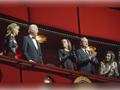 US First Lady Jill Biden, from left, US President Joe Biden, US Vice President Kamala Harr