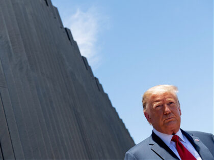 US President Donald Trump participates in a ceremony commemorating the 200th mile of borde