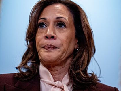 WASHINGTON, DC - JANUARY 06: U.S. Vice President Kamala Harris pauses while speaking to re