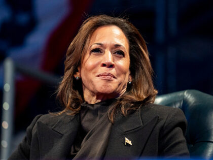 US Vice President Kamala Harris during a Commander in Chief farewell ceremony at Joint Bas