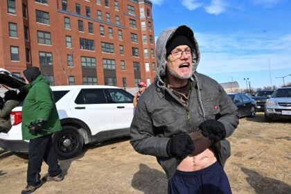 Kevin Loftus, seen here in the clothing he was given by a prison in Philadelphia, was wait