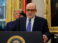 Mark Levin speaks, with President Donald Trump behind him, during a ceremony to present th