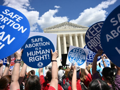 TOPSHOT - Reproductive rights activists demonstrate in front of the Supreme Court in Washi