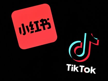 The TikTok and RedNote logos are seen on a mobile device in this illustration photo taken