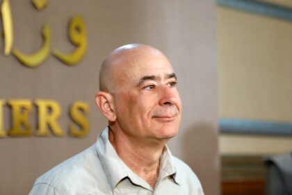 Spanish national Joaquin Navaro at the press conference in Algiers after his release