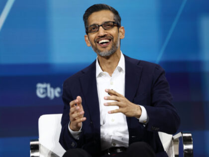 NEW YORK, NEW YORK - DECEMBER 04: Sundar Pichai, C.E.O. of Google and Alphabet, speaks dur