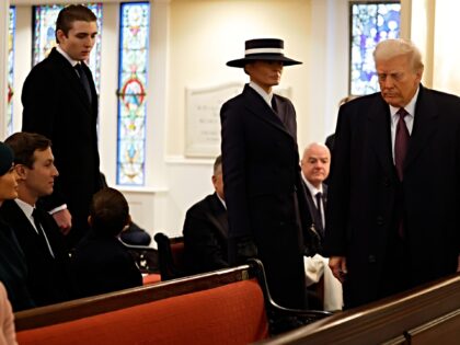 WASHINGTON, DC - JANUARY 20: Baron Trump, Melania Trump and U.S. President-elect Donald Tr