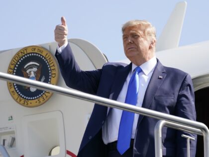 FILE - In this Oct. 18, 2020 file photo President Donald Trump gives a thumbs up as he ste