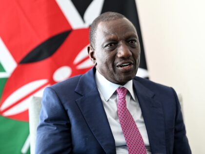 Kenyan President William Ruto speaks during a meeting with British Prime Minister Keir Sta