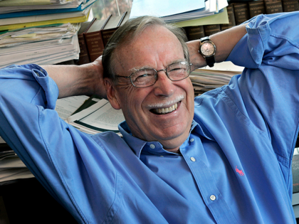 Professor Richard Easterlin in his office at the University of Southern California in May